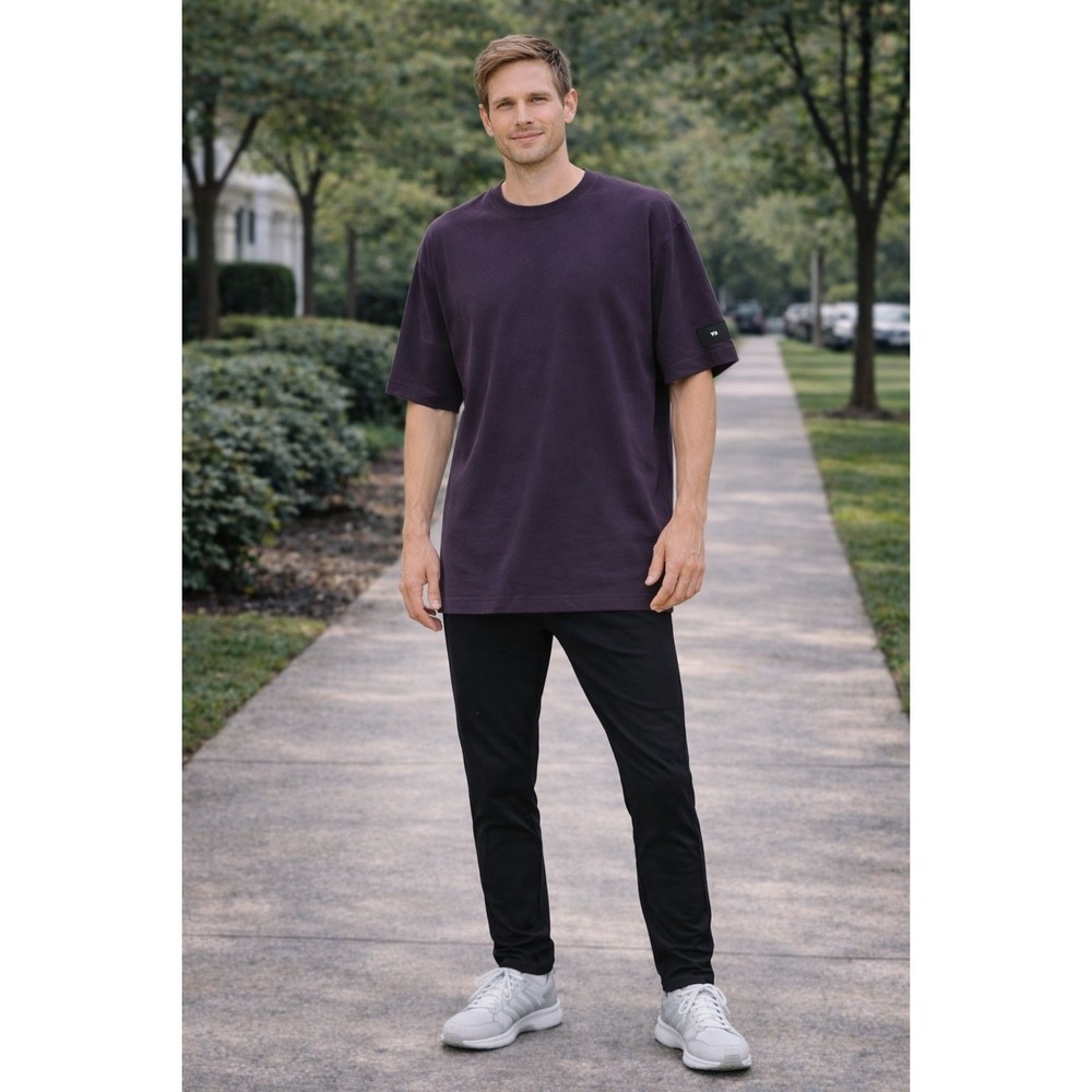 Adidas Y-3 New Crepe SJ SS Tee SMALL Purple Oversized 100% Cotton Men's‎ IP7675